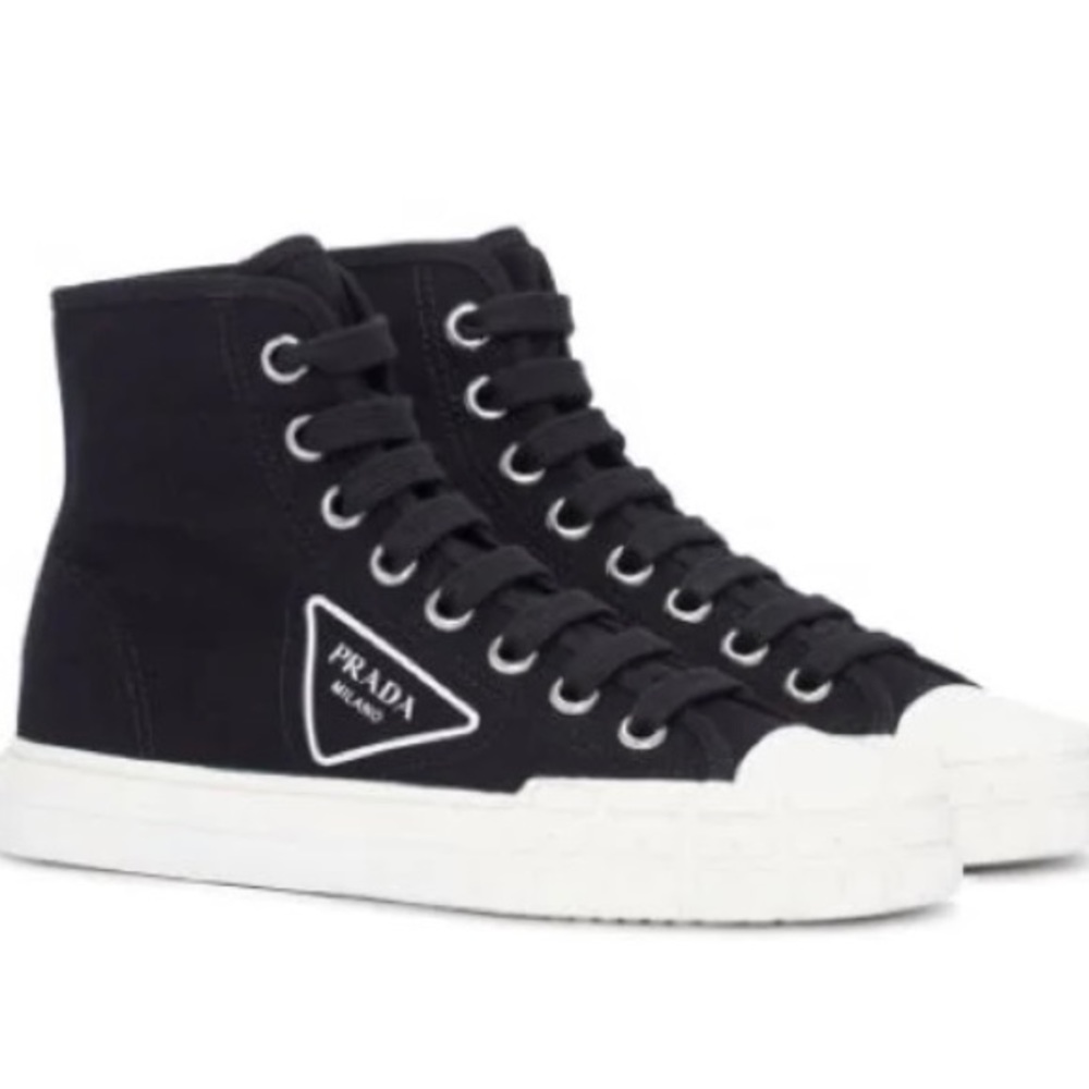 Black High Top PRADA Canvas Sneakers